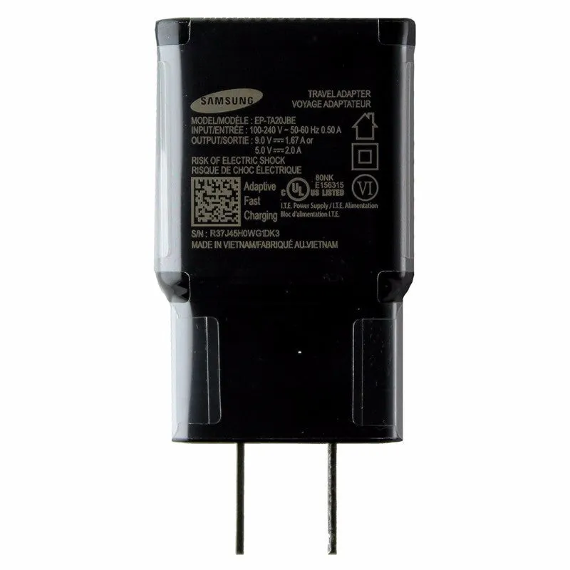 Samsung (EP-TA20JBE) 5V 2A Fast Charger & Cable for USB-C Devices - Black