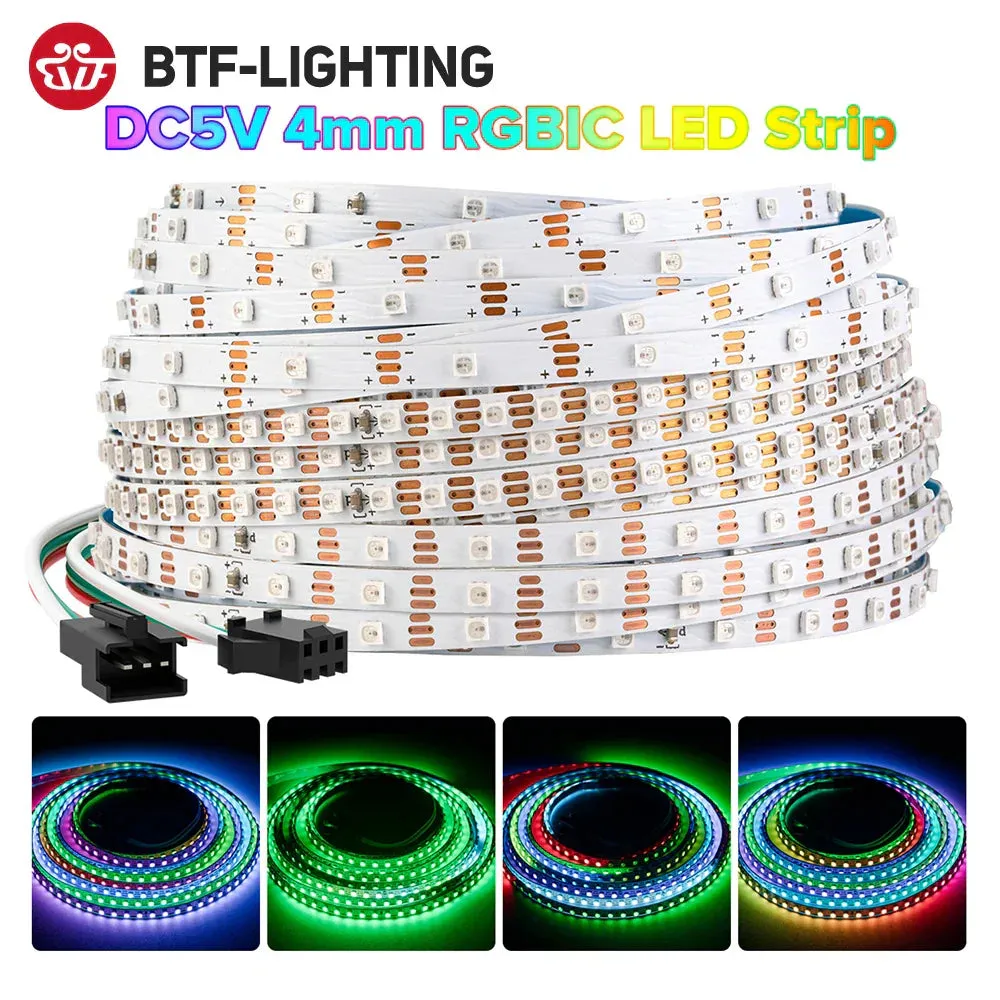 SK6805 RGBIC (Similar WS2812B) 2020 Narrow SMD Individually Addressable LED Strip Light 4MM Width Smart Flexible Tape DC5V IP30