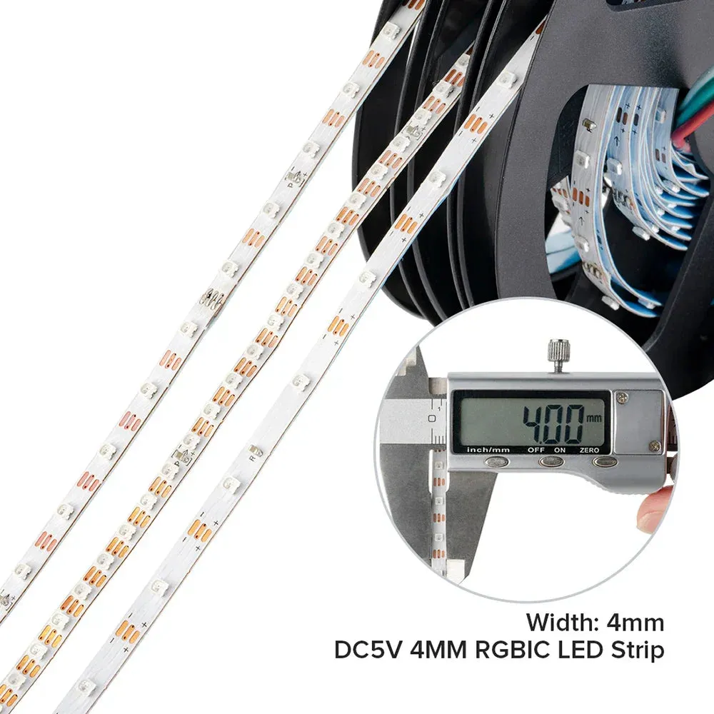SK6805 RGBIC (Similar WS2812B) 2020 Narrow SMD Individually Addressable LED Strip Light 4MM Width Smart Flexible Tape DC5V IP30