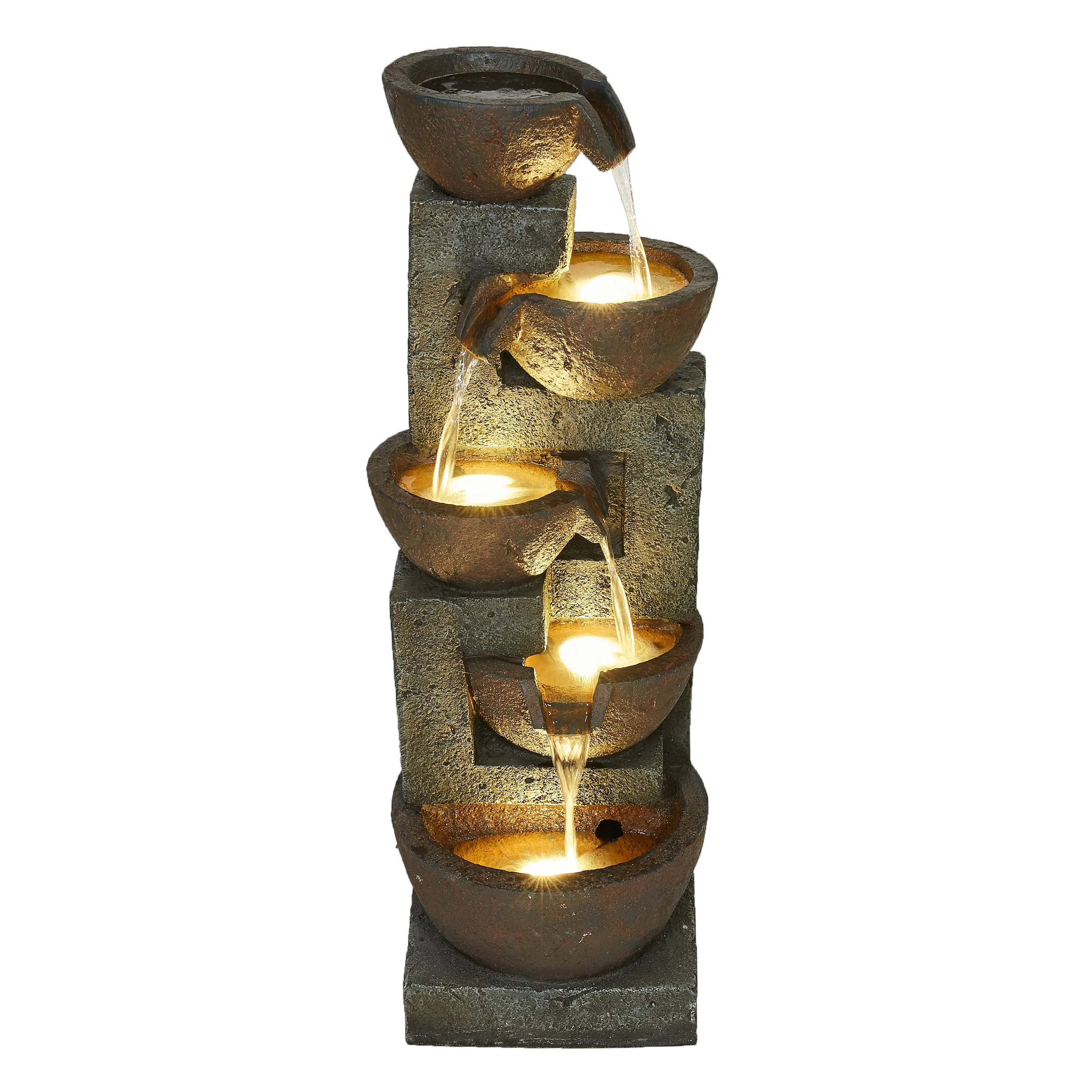 Stacking Bowls Fountain W/4 Ww Leds