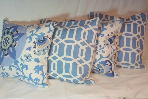 Swavelle/Mill Creek Bondi Wedgewood Blue and Ivory Pillow cover