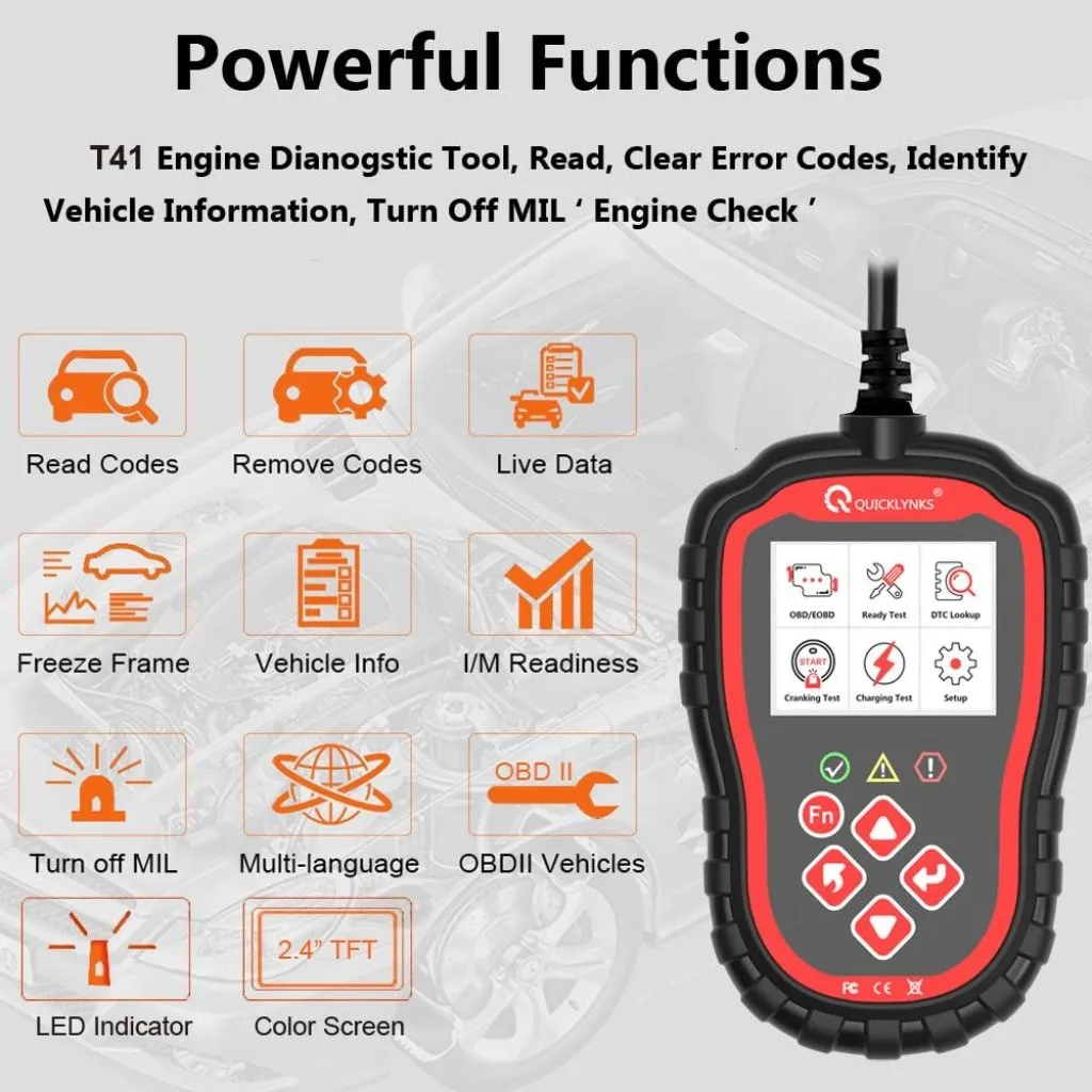 T41 OBDII Car Code Reader Scanner Automotive Diagnostic Vehicle Car Tool